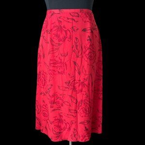 Chaus Woman Red Floral Skirt with an Elastic Waistline Size 18